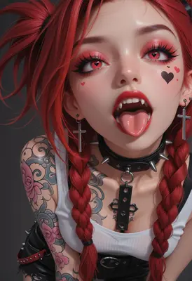 Edgy Punk Girl with Heart Eyes