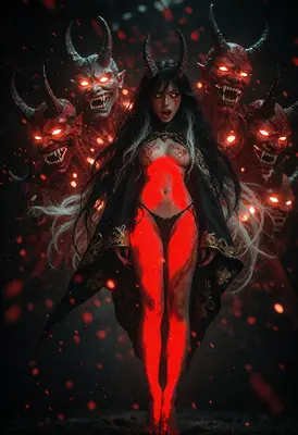 Demon Queen Surrounded by Oni Spirits