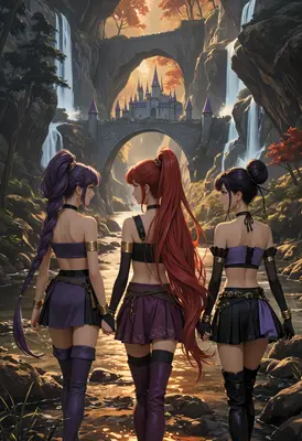 Three Warriors Before the Mountain Castle