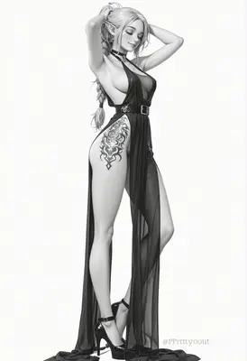 Elegant Elf in High Slit Dress