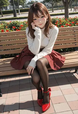 Young Woman Resting on Park Bench