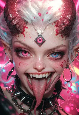 Neon Demon With A Long Tongue