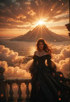 Gothic Queen Above the Golden Clouds