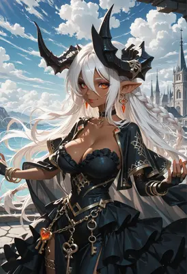 Elegant Demon Princess by the Sea