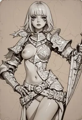 Armored Warrior Girl Sketch