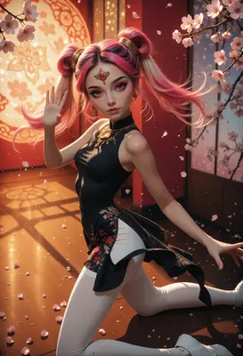 Pink Haired Beauty in Traditional Attire