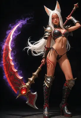 Fierce Fox Warrior With Glowing Scythe