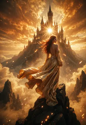 Golden Queen Before The Celestial Castle