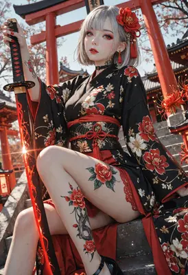 Samurai Maiden at the Shinto Shrine