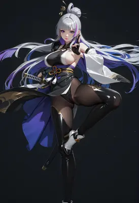 Graceful Silver Haired Samurai Warrior