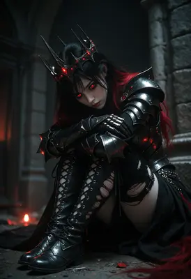 Melancholy Queen in Dark Gothic Armor