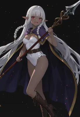 Smiling Dark Elf Spear Maiden
