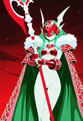 Crimson Valkyrie With Ceremonial Poleaxe