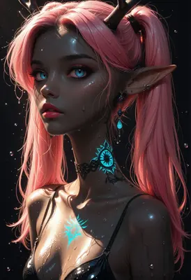 Glowing Neon Faerie in the Rain