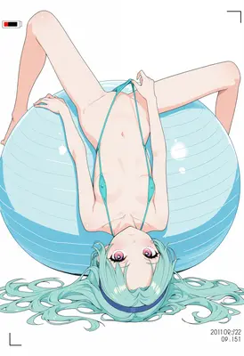Anime Girl Relaxing on Exercise Ball