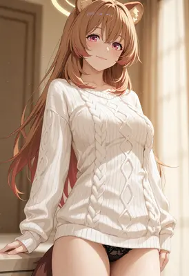 Gentle Raccoon Girl in Cozy Sweater