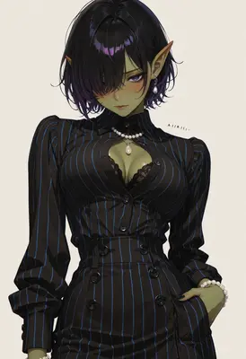 Elegant Elf in Striped Attire