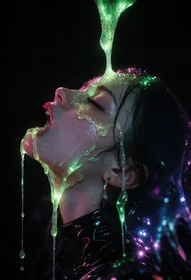 Neon Slime Drenched Profile Portrait