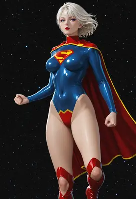 Supergirl Floating in Deep Space