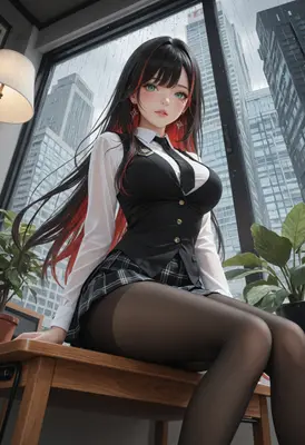 Rainy Day Office Schoolgirl Portrait