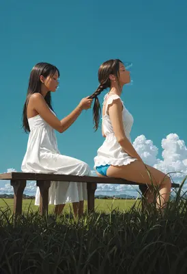 Braiding Hair Under a Clear Sky