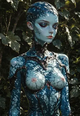 Ethereal Blue Alien in Nature