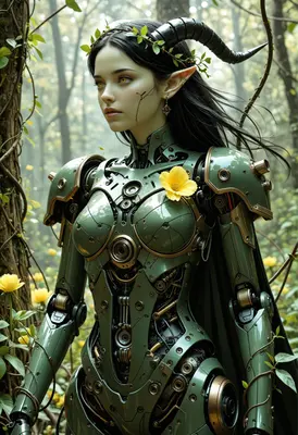 Cyborg Faun in an Enchanted Forest