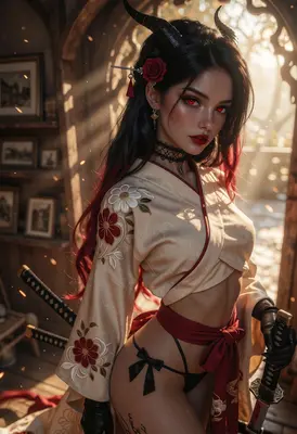 Demon Swordswoman in Golden Attire