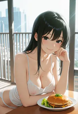 Morning Breakfast With A Charming Beauty