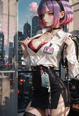 Corporate Office Aesthetic with Pink Hair