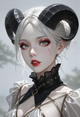 Ethereal Demon Maiden with Horns