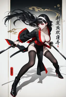 Dual Wielding Smoking Samurai Beauty