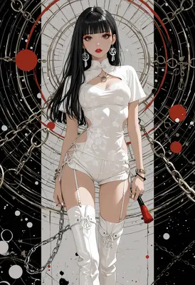 Elegant Assassin in White Chains