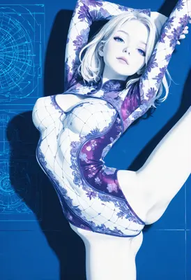 Cybernetic Floral Blueprint Pose