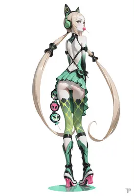 Cybernetic Idol with Lollipop and Headphones