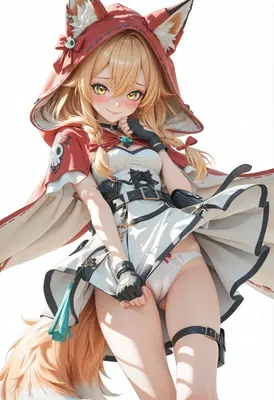 Playful Fox Girl in Red Hood