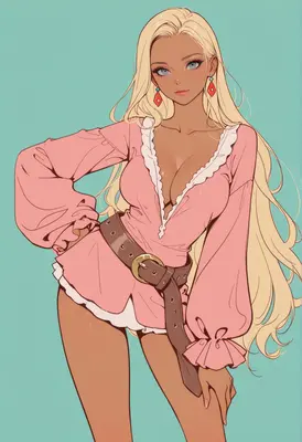 Sun-Kissed Blonde in Pastel Pink