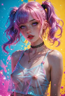Pink Pigtails and Vibrant Neon Dreams