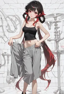 Anime Girl With Red Accented Hair