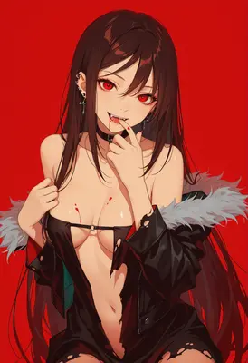 Seductive Vampire with Crimson Eyes