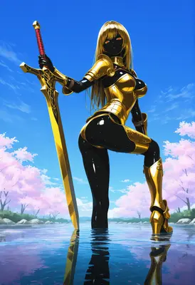 Golden Warrior in the Cherry Blossoms