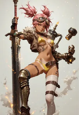 Steampunk Warrior with Giant Blade
