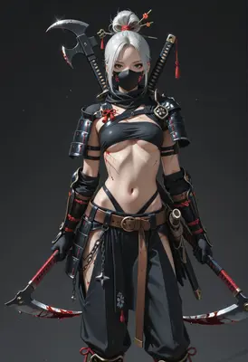 Deadly White Haired Kunoichi Warrior