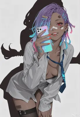 Cyberpunk Girl Taking A Selfie