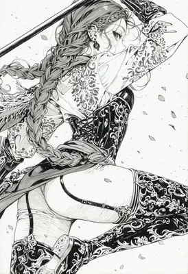 Monochrome Warrior in Ornate Armor