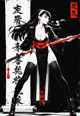 Black and Red Samurai Assassin