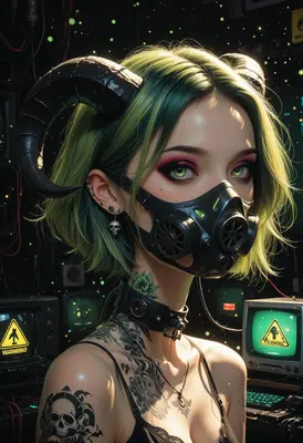 Cybernetic Demon Girl in Warning Zone