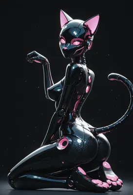 Neon Pink Cybernetic Cat Android