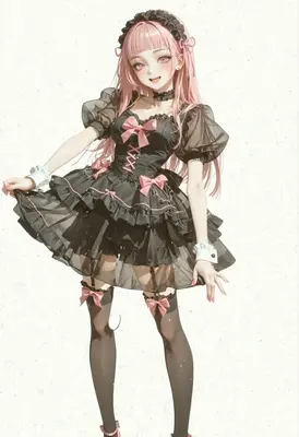 Cute Pink Haired Gothic Lolita Girl