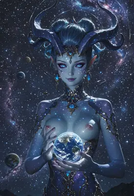 Celestial Goddess Holding The Earth